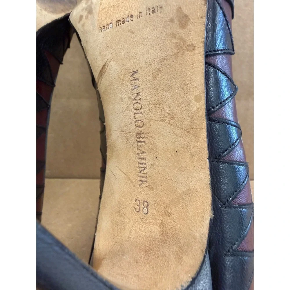 Manolo Blahnik BB Leather Pointed-Toe Stiletto Pumps Gray Multi Size 38 EU